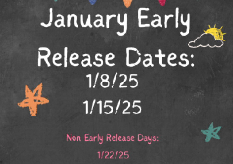 January Early Release Dates/ Fechas de Salida Temprano en Enero